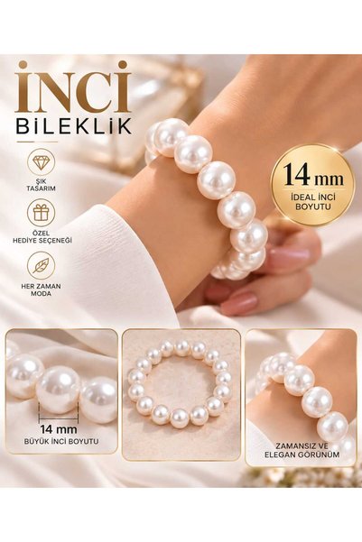 GEEN Şık ve Gösterişli İri İnci Kadın Bileklik