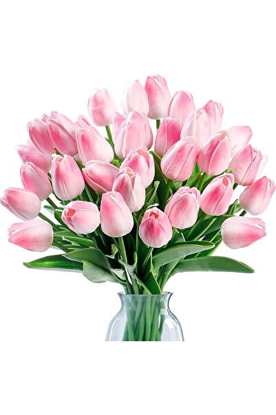 Yelajoy 30 Pcs Fake Tulips Artificial Flowers – Real Touch PU Faux Tulip Stem...