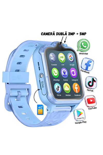 gitech Smartwatch Copii GITECH® Neo Max, SIM 4G, GPS, Apel Video, Control Par...