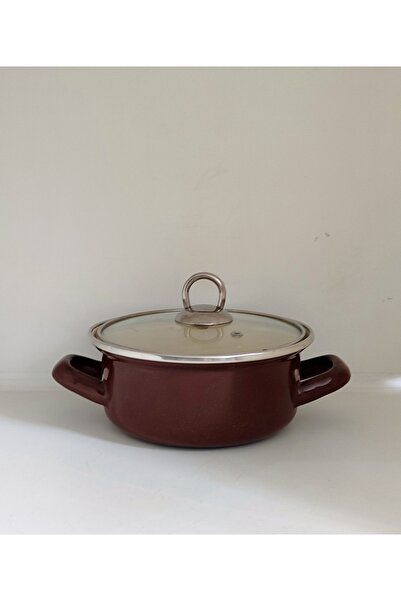 EBRULİEMAYE Brown Spotted Mini Enamel Pot with Cord 750 ml Yogurt Food Increa...