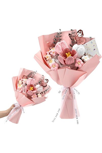 TERRIFI Handmade Crochet Flowers Bouquet for Gifting and Home Decoration, Kni...