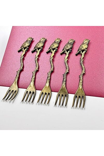 GENERAL 5 Pcs Charming Bird Design Mini Fruit Fork Set – Vintage Dessert, Cak...