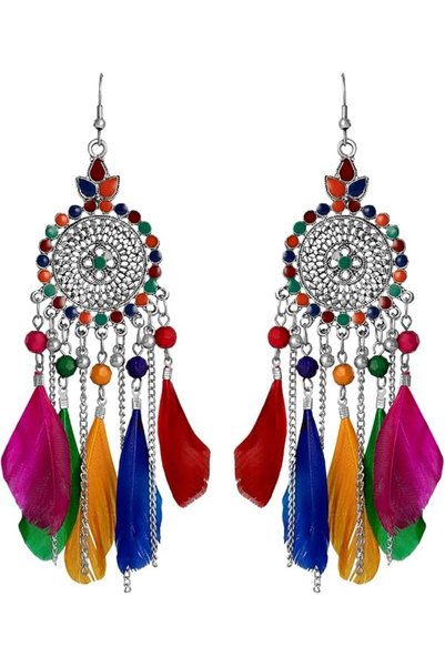 Shining Diva Fashion Latest Stylish Oxidised Feather Earrings for Women and G...