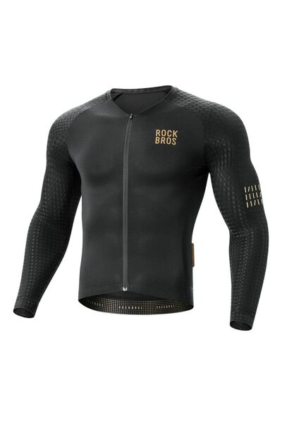 ROCKBROS YDCX008 Tricou de ciclism Diamond cu mânecă lungă Mărimea XXXL - Negru