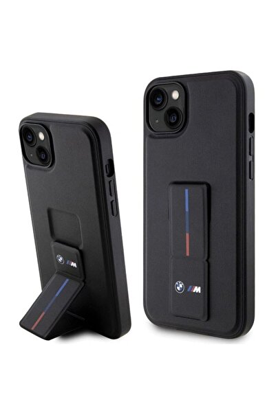 BMW Husă cu suport și imprimeu la cald pentru iPhone 14 / 15 / 13 - Negru