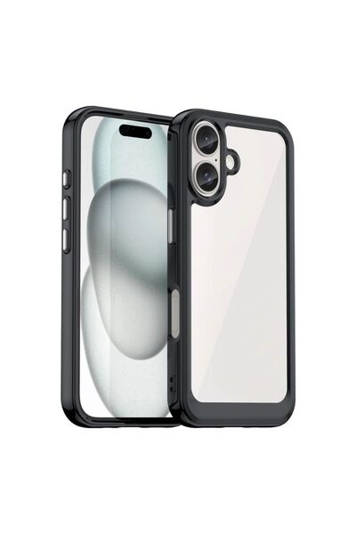 Hurtel Husă Outer Space cu ramă din gel pentru iPhone 16 - Negru