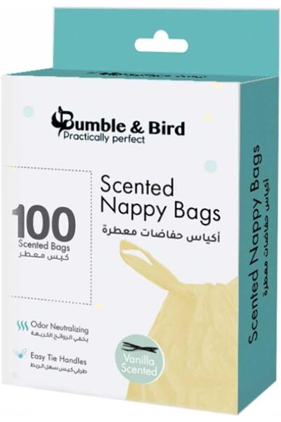 Bumble & Bird أكياس حفاضات معطرة قابلة للتحلل البيولوجي - عبوة من 100 قطعة