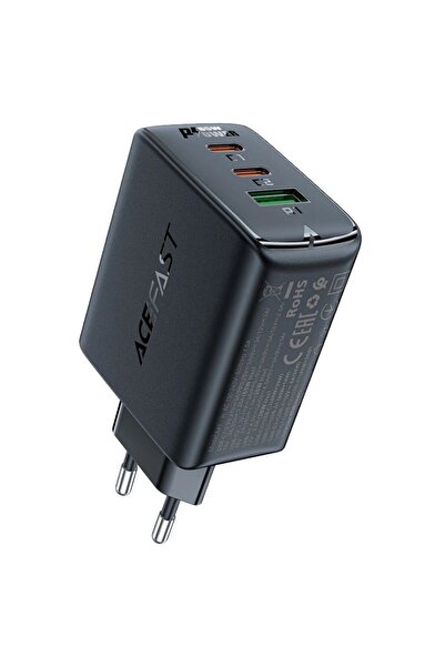 Acefast Încărcător rapid GaN (2xUSB-C / USB-A) PPS / PD / QC4+ 65W negru (A41)