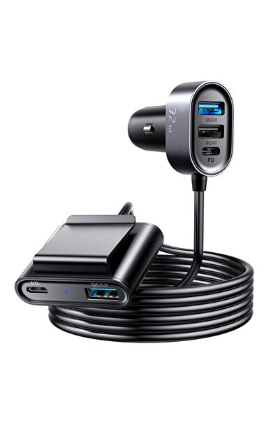 Joyroom Încărcător auto 2xPD + 2xQC3.0 72W 1.5m negru (JR-CL05)