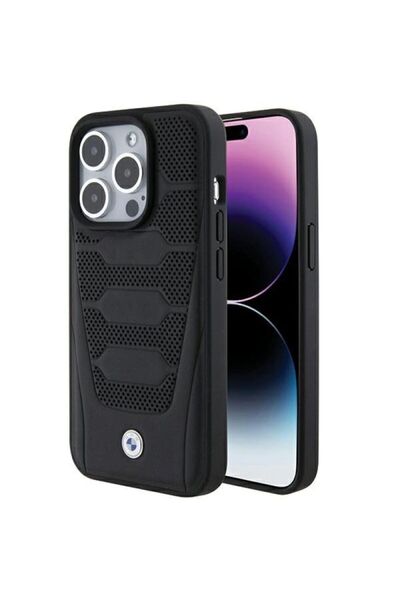 BMW Husă cu model cu aspect de scaune din piele pentru iPhone 15 Pro Max - negru