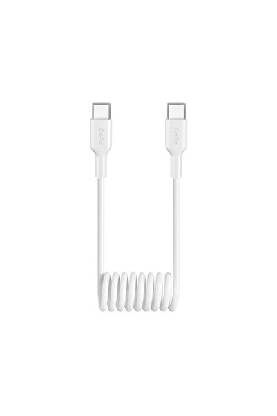Puro Cablu spiralat USB-C 25W - USB-C 1m - Alb