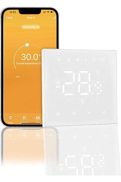 TERRIFI ثيرموستات ذكي يعمل بالواي فاي مع شاشة لمس LCD، ثيرموستات رقمي قابل لل...