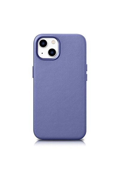 ICARER Husă piele Cover piele naturală iPhone 14 Plus Mov deschis (Compatibil...