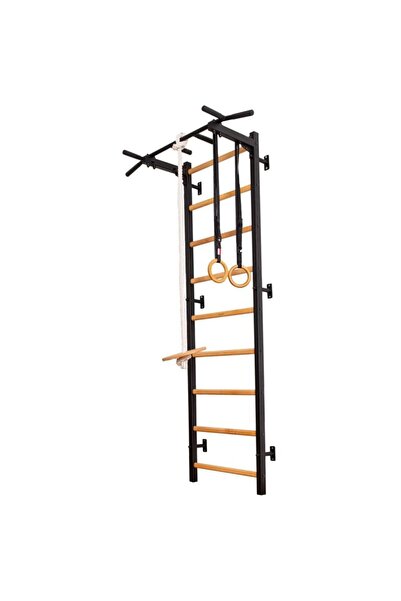 BenchK Bară de gimnastică de perete din lemn și metal, cu bară metalică și ac...