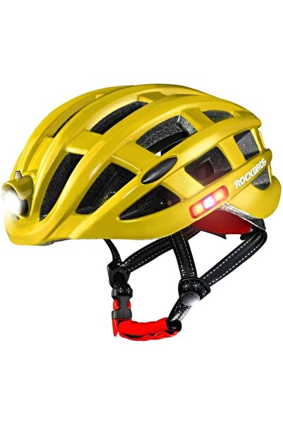 ROCKBROS Cască de ciclism MTB cu lumină, galbenă, 57-62cm
