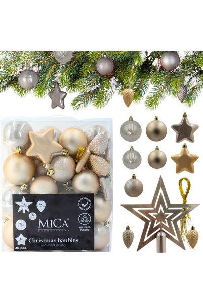 mica Ornament decorativ din plastic, sigur, 40 bucăți, crem