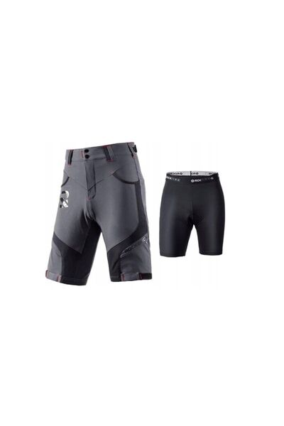 ROCKBROS Pantaloni scurți de ciclism 2-în-1 pentru bărbați, gri, M