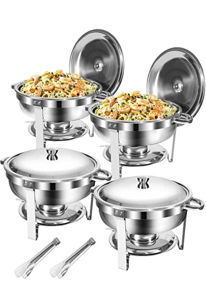 GENERAL Chafing Dish Buffet Set,4 Pack 5L Food-Grade Stainless Steel Round Ch...