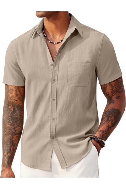 COOFANDY Mens Button Down Shirts Lightweight Breathable Short Sleeve Shirt Su...