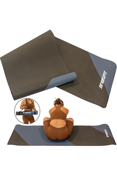 Enero Saltea de yoga și fitness TPE antiderapantă, negru și albastru, FIT
