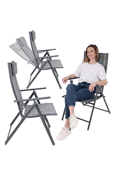 SASKA GARDEN Scaun de grădină 57x68x106CM 2xTEXTLINE cu 7 poziții și tetieră,...