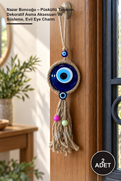 2 Adet Nazar Boncuğu – Püsküllü Tasarım, Dekoratif Asma Aksesuarı Ve Süsleme, Evil Eye Charm