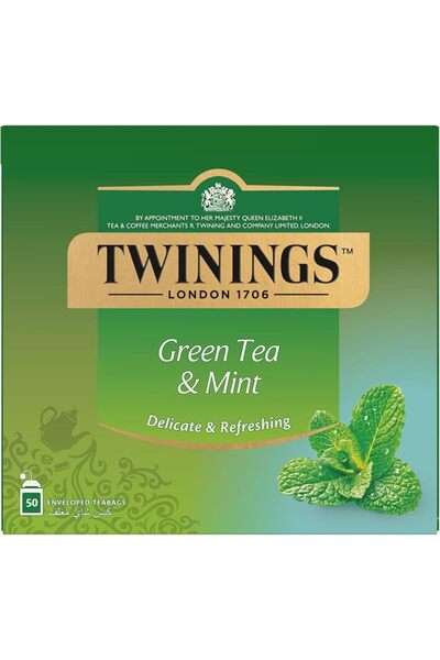 TWININGS BREAKFAST شاي توينينجز الأخضر بالنعناع، 50 كيس شاي - عبوة واحدة