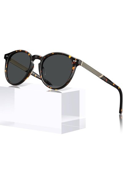 GENERAL CARFIA Retro Acetate Round Womens Sunglasses Polarized UV Protection,...