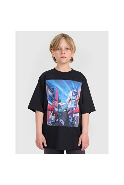 4F Tricou oversize pentru băieți cu imprimeu 4FJRAW25TTSHM3061-20S
