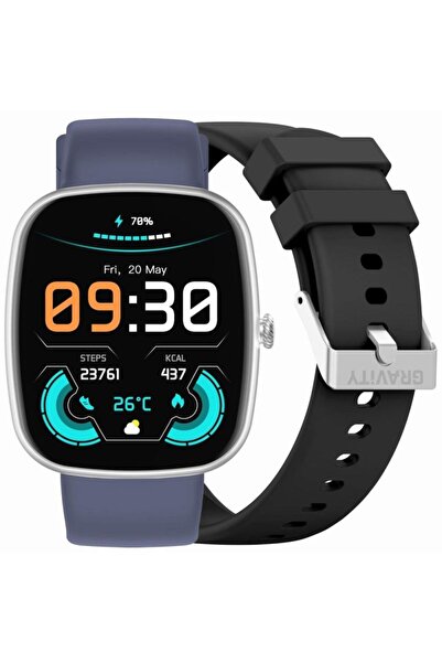 Gravity Smartwatch bărbătesc GT18-6 Curea de silicon neagră + Curea albastru ...
