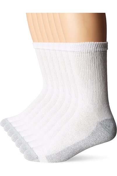 HANES جوارب رجالية بيضاء من نوع FreshIQ Cushion Crew، عبوة من 7 أزواج (زوج إض...