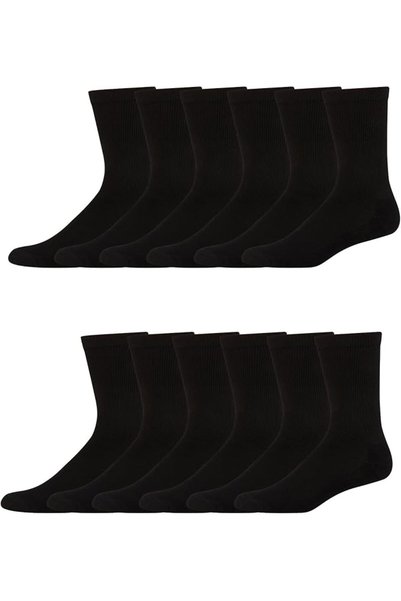 HANES Cushioned Men’s Crew Socks, X-Temp, 12-Pair Pack