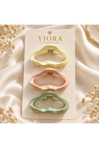 yiora 3’lü Organik Form Kemik Mandal Saç Tokası Seti – Güçlü Tutuşlu Pastel R...