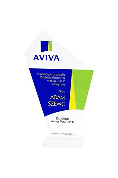 TRYUMF Trofeu de sticlă cu imprimare color LuxorJet