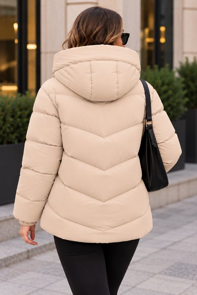 Modayıldızlar Beige Winter Inflatable Coat with Side Pocket Zipper