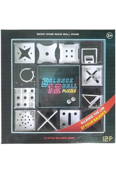 Yelajoy 12 Pcs Mini Puzzle Box Balance IQ Maze Game Box Casual Intelligence B...