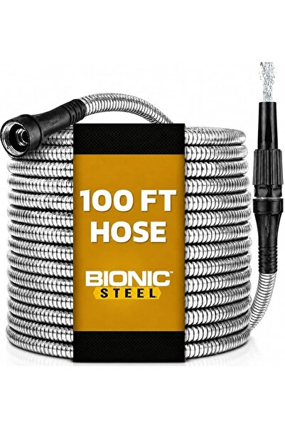 BIONIC DRY Bionic Steel 25 FT Garden Hose with Nozzle, 304 Stainless Steel Me...