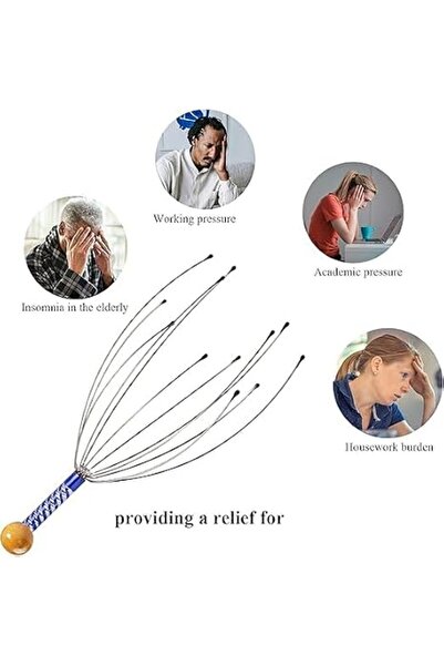 Habbaa مدلك رأس يدوي (Head Massager) بأذرع معدنية مرنة قابلة للتشكيل - لتخفيف...