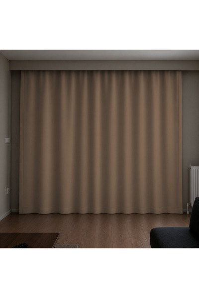 EYPER %100 Blackout Tam Karartma Fon Perde, Özel Dikim, Tek Kanat, Karamel