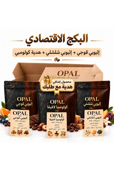OPAL البكج الاقتصادي | 3 محاصيل قهوة مختصة – 3×250 جم ( حبوب غير مطحونة )