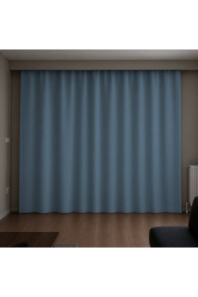 EYPER %100 Blackout Tam Karartma Fon Perde, Özel Dikim, Tek Kanat, Mavi