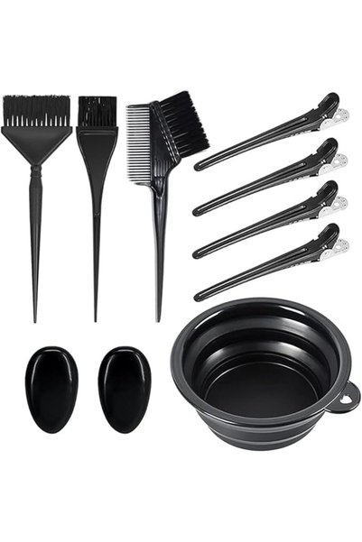 Tazweeq 9 Pcs Hair Coloring Kit Bowl Brush Clips Earmuffs DIY