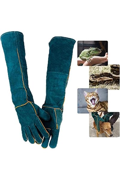SAGREENY 23.6 Inches Leather Animal Handling Gloves, Multipurpose Pet Glove f...