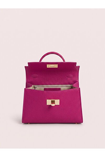 Vera Pelle Geantă de mână Emilia mică din piele fuchsia pentru femei – Fabricată în Italia