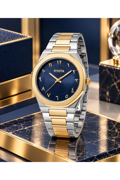 Generic Brand Fiyota Two-Tone Watch with Royal Blue Dial Looster Time