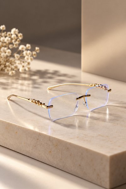 LOOKUP Hesti̇a- Blue Light Protective Glasses for Women, Transparent Glass, New Season, with Case and Cloth, Gift