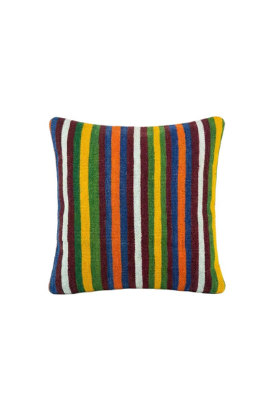 Kilim Yün Kahverengi El Yapımı Kırlent Kılıfı 60 x 60 cm