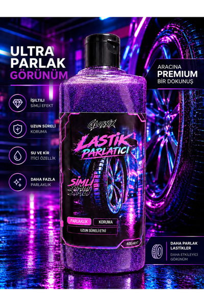 GxGlossix kimya Gx Premium Lastik Parlatıcı Özel Simli Seri Jel