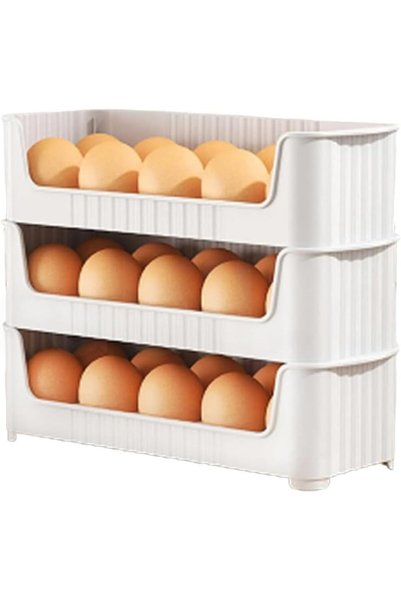 TRUBILLION EggNest Stackable Egg Tray Set of 3, 30 Egg Storage, 10 Slots Per ...