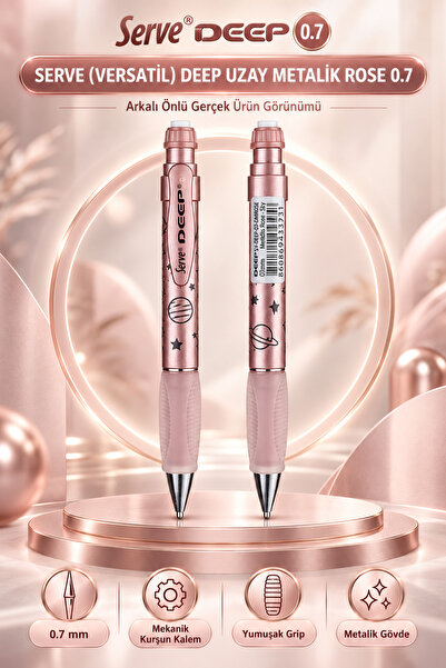 Serve Deep Uzay Metalik 0.7 mm Versatil Kalem – Mekanik Kurşun Kalem, Metalik...